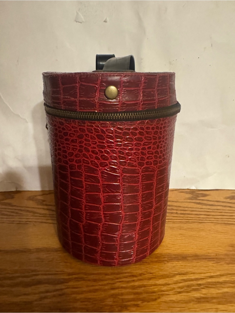 Vintage Red Crocodile Leather Crossbody  Makeup/Travel Bag